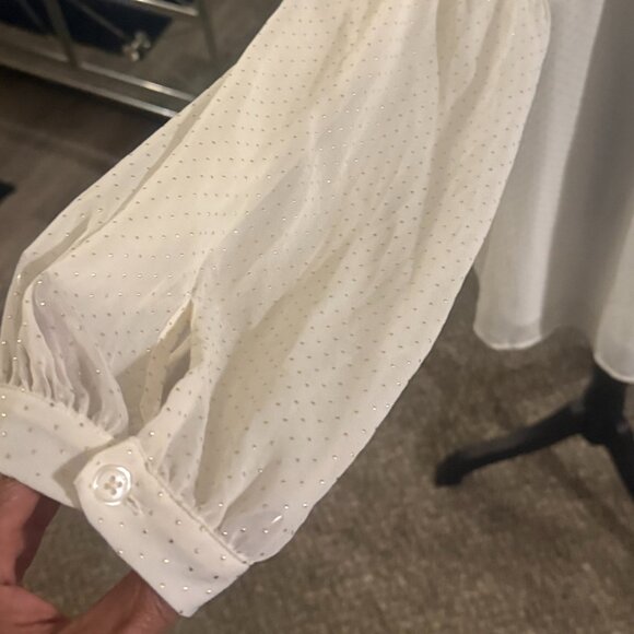 MICHAEL Michael Kors White and Gold Sheer Blouse - Picture 6 of 6